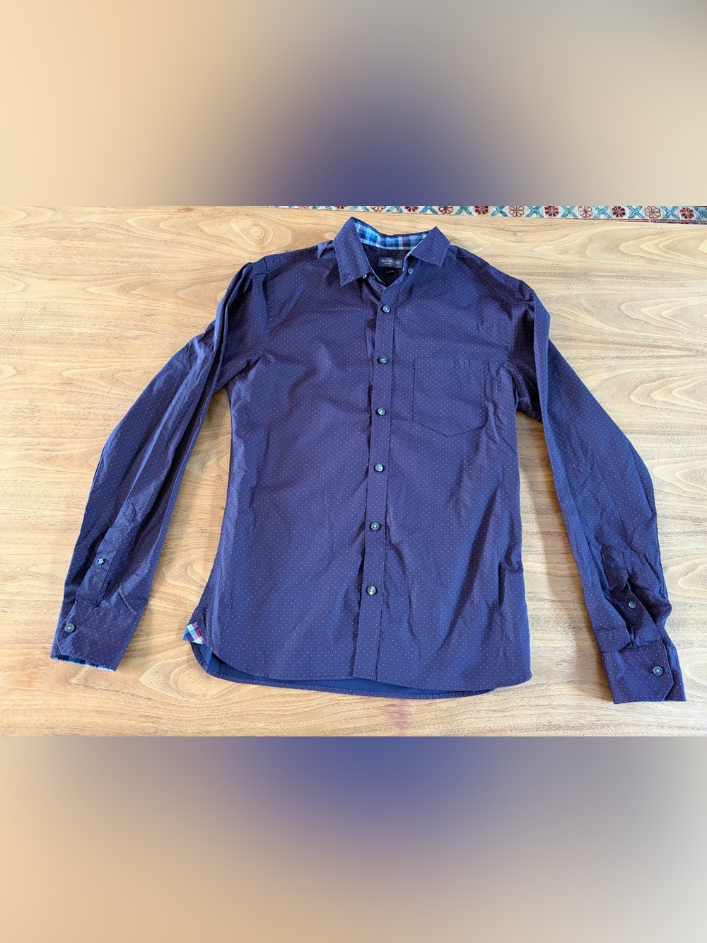 Van Heusen Men's purple and blue Microdot Dress Shirt size S/P 14-14.5